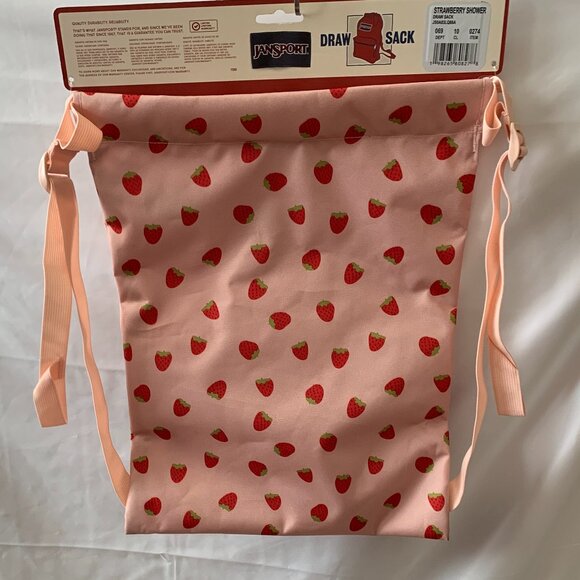 JANSPORT Strawberry Shower Nylon Draw Sack Backpack in Pink - Picture 5 of 6